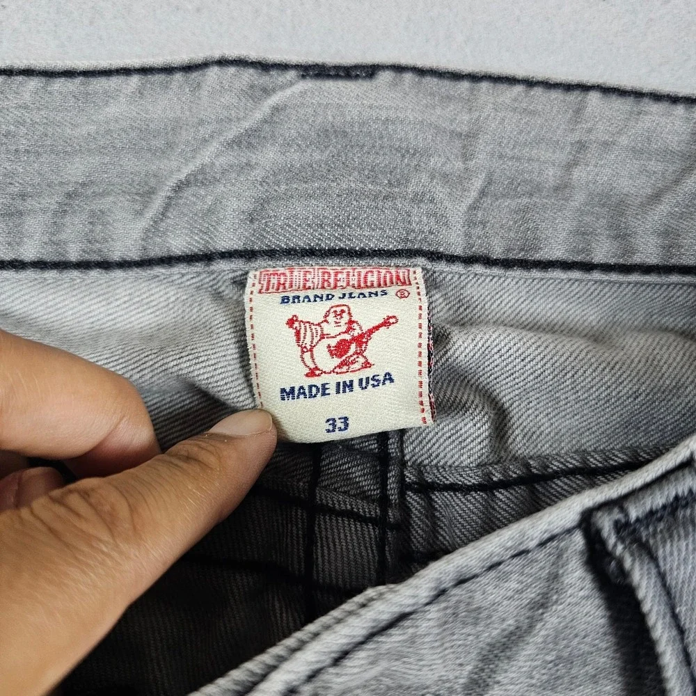 VTG True Religion Ricky Jeans Mens 33 Gray Flap Pockets Made in USA Black Patch